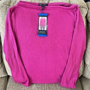 Banana Republic Magenta  Ribbed Knit Top